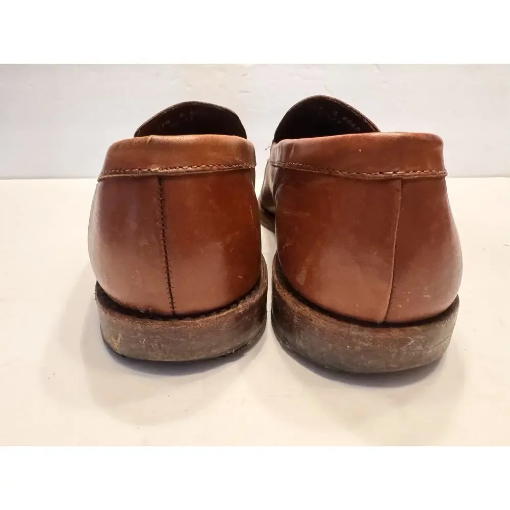 Allen Edmonds Carlsbad Loafers Brown Leather 11.5 E Slip On Woven Penny